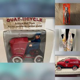 MaxSold Auction: This online auction features part supplies, costume jewelry, collector plates, pendant lights, CDs, Hallmark ornament, toys, vintage milk glass, fabric, women’s clothing, Coca-Cola collectibles, children’s books, sports trading cards, collectible die-cast vehicles, and more!