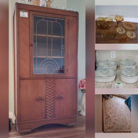 MaxSold Auction: This online auction features painting supplies, small kitchen appliances, dining table & chairs, vintage Art Deco cabinet, area rugs, sofa bed, game, Carnival glass, office supplies, yarns, DVDs, plastic shelving, and more!