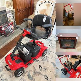 MaxSold Auction: This online auction features baby grand piano, secretary desk, four-poster bed frame, garden art, fire pit, patio furniture, riding lawn mower, lawnmower, garden tools, snowblower, chandelier, crafting & sewing supplies, hand tools, bike, monitors, fitness gear, office supplies, pet products, cameras & accessories, electric fireplace, Lola Buickians artwork, games, puzzle, fabric, fairy wings, ventriloquist dummy,  collector Barbies, sewing machine, bookcases, miniature tea set, printer, area rugs, desk, toys, vintage pram, amp, power scooter, wheelchair, vinyl records, kitchen island, small kitchen appliances, perfume bottles, didgeridoo, and much, much, more!!!