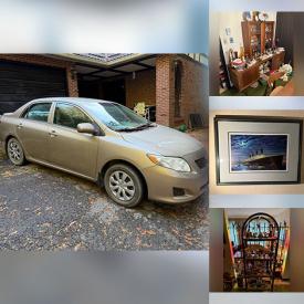 MaxSold Auction: This online auction features RJ Scott paintings, china cabinet,  decorative plates, decanter, costume jewelry, stereo components, collector plates, ginger jars, antique irons, table & floor lamps, area rug, women’s clothing, Norval Morisseau giclee, lawnmowers, and more!