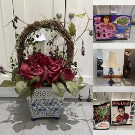 MaxSold Auction: This online auction features floor lamps, planters, bedding, yarn, fabric, toys, tins, games, puzzles, small kitchen appliances, art & craft supplies, art pottery, humidifier, pet products, stained glass lamp, and more!