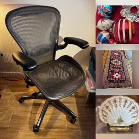 MaxSold Auction: This auction features Pottery Vase, Lamps, Vintage Blocks, Goblets, Salt & Pepper, Kilm, Quilts, Candleholders, Dollhouse Furniture, Carving Tools, Framed Prints, Jewelry,  Fishing Lures, Persian Rugs & Runners, Rhinestone Pins, Tea Cups, Framed Art and much much more