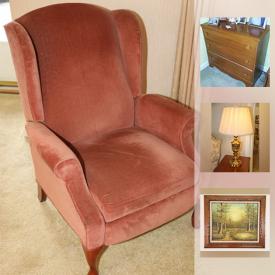 MaxSold Auction: This online auction features furniture such as Ethan Allen wingback recliner, mid-century modern dining table and chairs, and cedar chest, collectibles such as Rosenthal Hutschenreuther and Limoges china, tools such as Black and Decker hedge trimmer, Shopmate electric drill, and Disston weed wacker, signed art pieces, Sony under cabinet CD/radio, outdoor ladders, metal shelving, snow shovels, push mower and much more!