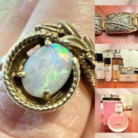 MaxSold Auction: This Charity/Fundraising Online Auction features sterling, gold & costume jewelry, perfume bottles, brass collectibles, Swarovski figurine, vintage decorative sconce, pashminas, throw pillows, watches, and more!