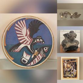 MaxSold Auction: This online auction features Ken Syrette prints, vintage Peruvian figurine, wood carving, art pottery, art glass, Inuit statue, vintage Pyrex, Mexican Folk Art pottery, Linda Crabtree artwork, Debbie Warring painting, John Blanchard watercolours, decorative plates, salt boxes, rooster collection, metal art sculpture, Susan Winger pottery, clay mask, Cathy Brady artwork, stone mask, silver jewelry, coins, banknotes, marbles, sad irons, and more!