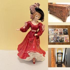 MaxSold Auction: This auction features Christmas Decor and Ornaments, Figurines, Side Tables, Placemats, Collector Plates, Electronics, China Cups, Healthcare, Crystal, Vases, Flatware, Dining Furniture, Sofabed, Thimbles, Lamps, DVDs, CDs, Patio Furniture, Office Supplies, Cameras, Faux Plants, Dinnerware, Books, Linens, Cleaning Supplies, Video Games, Holiday Lights, Storage Furniture, Treadmill,  Trunks  and much much more!