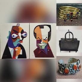 MaxSold Auction: This auction features Sterling Jewelry, Pearls, Sterling Salt & Pepper, Gold Rings, Orrefors Glass, Vintage Camera, Framed Lithographs, Prints, Oil Paintings, Lamps, MCM Glassware, Vases, Figurines, Watches, Boots, Jackets, Purses and much much more!