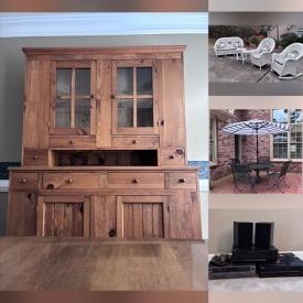 MaxSold Auction: This online auction features antique secretary, table lamps, upright piano, sofa, arm lounge chairs, desks & chair, stereo components, small kitchen appliances, dining table & chairs, monitor, patio furniture, antique sewing machine, flute, clarinet, bar stools, garden tools, area rug, wicker furniture, and more!