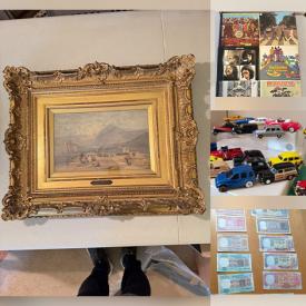 MaxSold Auction: This auction features  Home Furnishings, Cameras, DVDs, Collectible Currency, Watches, Electronics, Wall Decor, LPs, Books, Decorative Boxes, Linens, Model Cars, Cassette Tapes, Miniatures, Planters, Toys, Stone Carvings, Figurines, Tins, Lamps, Folk Art, Attache Cases, Candleholders, Purses, Jewelry,  Ties, Stamps, Office Supplies  and much much more!