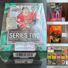 MaxSold Auction: This online auction features sports trading cards, sports collectibles, Star Trek collectibles, coins, Pokémon cards, comics, Star Wars collectibles, small kitchen appliances, Disney collectibles, Delfts vase, vinyl records, jerseys, table hockey game, and more!