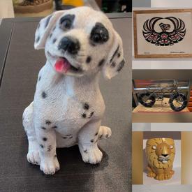 MaxSold Auction: This online auction features CDs, wire sculpture, garden art, ceramic tile artwork, Clarence Mills artwork, transferware, art glass, vintage bottles &  tins, art pottery, duck decoys, collector plates, brass collectibles, planters, pet products, and more!