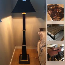 MaxSold Auction: This online auction features cherrywood dining room set, grey corduroy loveseats, cherrywood curio table, 40” Samsung TV, IKEA Hemnes bed, and much more!