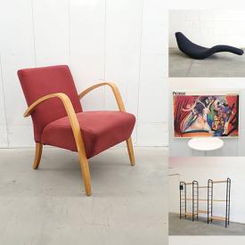 MaxSold Auction: This online auction features Vago lounge chair, vintage Pajala chairs, Hova armchair, canopy bed, vintage modular shelving system, Buddha figurine, crystal glasses, printer, games, small kitchen appliances, fitness gear, women’s clothing, and more!