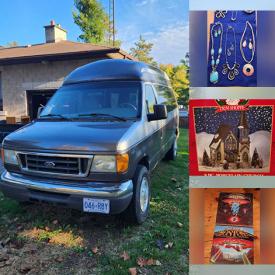 MaxSold Auction: This online auction features planter, bike, NIB kitchen faucet, games, Dept 56 figurine, village building, costume jewelry, watch, stereo components, metal wall art, quilt, vinyl records, air compressor, TV, and more!