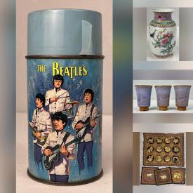 MaxSold Auction: This online auction features vintage cast iron clock, planter, art glass, vintage Chinese folding screen, blue & white pieces, Lenox, Limoges plates, designer handbags, and more!