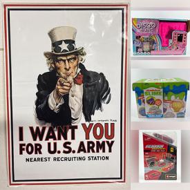 MaxSold Auction: This online auction features new items, including games, action figures, craft kits, Funko Pops, mini monster trucks, collectible die-cast, Star Wars collectibles, model kits, small kitchen appliances, beauty appliances, sports trading cards, bento box, and manga books, vintage bottles, vintage posters, and more!