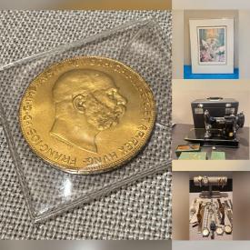 MaxSold Auction: This online auction features mirrors, outerwear, art glass, power & hand tools, wooden wall masks, comics, decorative plates, duck decoys, DVDs, vintage books, antique tools, teapot collection, gold, silver, & costume jewelry, vintage sewing machine, stamps, coins, banknotes, watches, office supplies, vinyl records, toys, comics, action figures, and more!