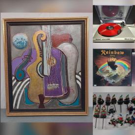 MaxSold Auction: This online auction features wall mask, vintage Pyrex, art glass, table lighters, trinket boxes, planters, camera & lenses, vintage CFL desk lamps, guitars, amp, silk/satin scarves, vinyl records, Legos, oil lamps, games, turntables, and more!