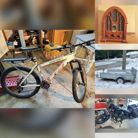 MaxSold Auction: This online auction features exercise equipment, video game console & games, TVs, drones, Sentry safe, men’s clothing & footwear, fitness gear, motorcycle apparel, vintage furniture, electric fireplace, vintage radios, oscilloscopes, small kitchen appliances, Mexican folk pottery, art glass, sports trading cards, gas range, pet products, desk, portable AC unit, cameras, vinyl records, CDs, power & hand tools, trolling motor, generator, refrigerator, garden tools, hardware, chainsaws, paint supplies, air compressor, tiller, lawnmowers, chest freezer, bike, pressure washer, skis, fishing & camping gear, inflatable boat, mini fridge, comics, toys, fire bowl, patio furniture, kayak, truck camper,