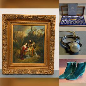 MaxSold Auction: This auction features Carved Buddhas, Collectible Coins, Royal Canadian Mint Coin Sets, Watches, Silver, Jewelry, Stamps, Perfume Bottles, Brooches, Vases, Purses, Clothing, Boots, Framed Art, Dinnerware  and much much more!