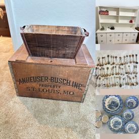 MaxSold Auction: This online auction features transferware, Fiestaware, Le Creuset, barware, art pottery, Longaberger baskets, rabbit collection, decorative plates, miniatures collection, small kitchen appliances, Disney collectibles, games, hardcover books, marble table lamps, art glass, DVDs, TV, sectional sofa, collector plates, cat figurines, miniature tea sets, CDs, secretary desk, printer, monitor, office supplies, computer desk, duck decoys, novelty tins, cubby storage, sewing machine, art & craft supplies, vinyl records, daybed, printer, souvenir spoons, garden art, power & hand tools, wire shelving, and more!