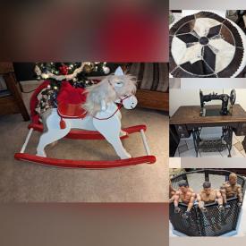 MaxSold Auction: This online auction features treadle sewing machine, TVs, commercial TV mounts, action figures, speakers & stands, collector plate, golf clubs, and more!