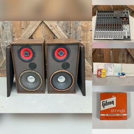 MaxSold Auction: This online auction features speakers, stereo components, mixing board, power amp rack, road case, microphone parts, electronic drums, drum pedal, PC game, vintage film gear, home electronics, patch cables & adapters, and more!\n