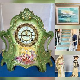 MaxSold Auction: This online auction features dining tables, DVDs, CDs, power recliner, camera & lenses, stereo components, vinyl records, dry sink, vintage Pyrex, vintage mantel clock, B&G plate set, Lenox collectibles, sewing machine, vanity bench, vintage secretary writing table, sewing supplies, costume jewelry, small kitchen appliances, decorative plates, decanter, fitness gear, TV, snowblower, pressure washers, garden tools, stair lift, and more!