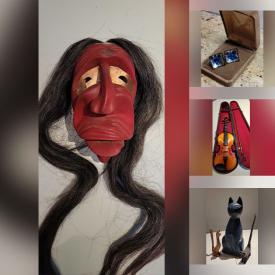MaxSold Auction: This auction features Violins, Carved Mask, Vases, Candleholders, MCM Lamps, Teak Flatware, Oil Paintings, TV, Air Conditioner, Gibbard Table, Antique Chairs, , Microwave, Milk Jugs, Sporting Goods  and much much more!