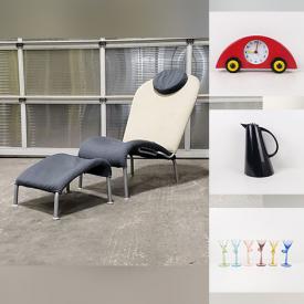 MaxSold Auction: This auction features  Lounge Chair, Chairs, Lamps, Framed Posters, MCM Magazine Racks, Candleholders, Stemware, Lava Lamp, Tapestry, Pottery, Teak Salad Set, Clocks, Vintage Telephone, Boombox, Dinnerware, Cherry Pitter, Chip & Dip set, Mugs, Backpack, Thermoses, Wine Rack, Art Glass  and much much more!