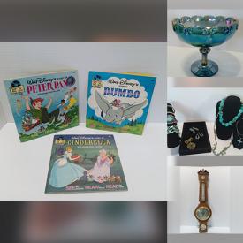 MaxSold Auction: This online auction features silver & costume jewelry, wood carving, decorative plates, garden art, Ruko pottery, small kitchen appliances, sports trading cards, miniature tea set, craft supplies, vinyl records, Carnival glass, power tool, decanter, art pottery, stereo components, DVDs, stool drum, and more!