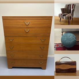 MaxSold Auction: This online auction features artwork, jewellery, vintage clothing, MCM furniture, china, books, pottery, records, and much, much, more!!!