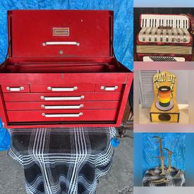 MaxSold Auction: This online auction features insulators, power & hand tools, fishing gear, hardware, tool chests, garden tools, accordion, trike, crates, and more!