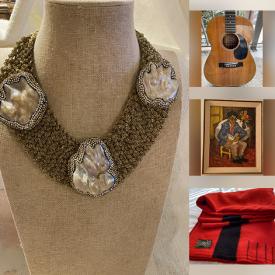 MaxSold Auction: This online auction features guitar, gold, silver & costume jewelry, coin, wrist & pocket watches, stick pins, vintage typewriter, area rug & runners, stained glass panels & lamp, Portmeirion, bird decoy, yarn, fabric, outerwear, art glass, jadeite, small kitchen appliances, vintage curio cabinet, decorative plates, cloisonne vases, Tom Kneebone poster, and more!