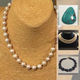 MaxSold Auction: This online auction features JEWELRY: Pearl necklaces, Rhinstone brooches, earrings; American Turquoise and many other beads and chains to make jewelry with. Plus findings, metal stamps and stamp blanks and much more!