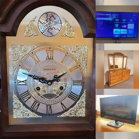 MaxSold Auction: This online auction features grandfather clock, leather furniture, TVs, corner hutch, monitor, computer desk & chair, daybed, dehumidifier, vanity table, mirror, dining table & chairs, chest freezer, exercise equipment, and more!