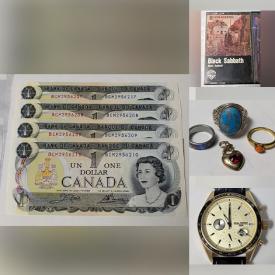 MaxSold Auction: This online auction features banknotes, coins, pewter ingot, Coca-Cola collectibles, soapstone carving, silver & costume jewelry, transferware, DVDs, sports trading cards, stamps, watch, art pottery, vintage marbles, antique book, and more!