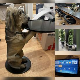 MaxSold Auction: This online auction features live plants, toys, pet products, puzzles, small kitchen appliances, foot massager, metal wall art, lawnmower, planters, TV, office supplies, fitness gear, bar stools, garden art, and more!