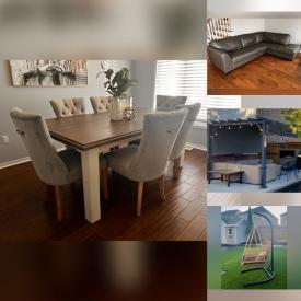 MaxSold Auction: This auction features Dining Furniture, Photo Shelf, Stools, Sectional Sofa, TV, Clock, Office Furniture, Massage Table, Freezer, Stemware, Outdoor Fireplace, Gym Equipment, Patio Furniture, Bakeware, Ceiling Lights and much much more!