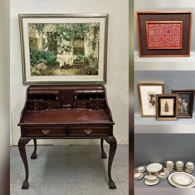 MaxSold Auction: This auction features Signed Lithographs, Vintage Paintings, Porcelain, Oil Lamps, Collector Plates, Dinnerware, Occasional Tables, Furniture Dollys, Park Bench, Childs Rocker, Childs Pump Organ, Milk Glass Lamps, Wooden Toys, Antique Tools. Coffee Bags, Dining Chairs, Hutch, Frames, Tea Cups, Mirrors, Seed Planter and much much more!