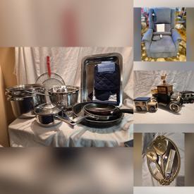 MaxSold Auction: This online auction features cookie jars, baby products, Longchamps glasses, puzzles, small kitchen appliances, women’s shoes, decanter set, art glass, Bearistas, pet products, sunlight lamp, scarves, baking pans, perfume bottles, Pfaltzgraff dishes, Avon Cape Cod collection, electric fireplace, 3-panel screen, golf clubs, dryer, rug, lift chair, and more!