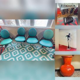 MaxSold Auction: This online auction features vintage moped, guitars, autoharp, bongos, mandolin, amps, mixers, vintage chaise lounges, decanters, mini-fridge, wood carvings, Blue Mountain pottery, chandelier prism collection, Elvis collectibles, vinyl records, cookie jars, s&p shakers, pet products, camping gear, toys, air compressor, metal wall art, kitchen island, small kitchen appliances, art glass, antique stove, perfume bottles, MCM barware, stained glass lights, mirrors, carousel horses, commercial display cases, TV, aesthetician supplies, MCM novelty lamps, cedar chest, electric fireplace, BBQ grill, garden tools, power & hand tools, patio furniture, sewing machine, lawnmower, tires, ladders, pressure washer, teak furniture, and much, much, more!!!