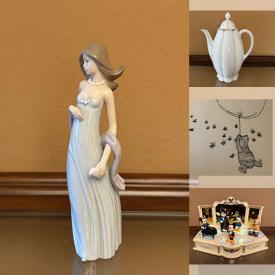 MaxSold Auction: This online auction features original Winnie the Pooh illustrations, yarn, art glass, women’s footwear, Fenton glass, vintage cameras, bronze statue, brass collectibles, vintage sunburst mirror, vintage Madame Alexander dolls, children’s books, Disney collectibles, art pottery, Jasperware, small kitchen appliances, cloisonne vases, wood carvings, stamps, vintage beaded ornament collection, video game console,   sewing machine, vintage dollhouse furniture, quilt, Royal Doulton figurines, Lladro figurine, and much, much, more!!!