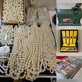 MaxSold Auction: This online auction features costume jewelry, golf grips, vintage Dick Tracy watches, women’s clothing & footwear, fishing gear, winter caps, beauty appliances, sunglasses, cookie jars, graphic t-shirts, Yu-Gi-Oh cards, coins, cameos, comics, watches, loose gemstones, decorative plate, thimbles, watch parts, and more!