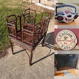 MaxSold Auction: This online auction features antique bowl, patio table, wicker baskets, vintage ashtrays, storage cubbies, planters, printers, kids’ puzzles, quilts, animal figurines, milk glass, vintage drawer pulls, toys, drums, vintage bottles, hand tools, skis, vintage farm equipment, RRP bowls, oil lamps, Casio keyboard, vintage fishing gear, metal wall art, sports trading cards, vintage coin banks, iMac computer, sports collectibles, area rug, and more!