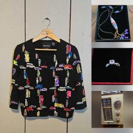 MaxSold Auction: This online auction features women’s clothing, gemstone & costume jewelry, men’s & women’s footwear, china bouquets, DVDs, Blu-Rays, cookie jar, planters, wooden figurines, and more!