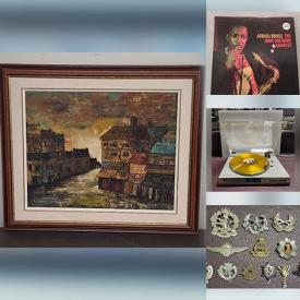 MaxSold Auction: This online auction features Benjamin Chee Chee prints, Yamaha keyboard, Chinese hanging scrolls, decorative plates, MCM lamp, auction catalogs, CFL helmet lamps, vinyl records, video game console & games, sewing machine, sports trading cards, guitar, turntable and more.