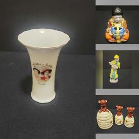 MaxSold Auction: This online auction features MCM egg cups, creamers, porcelain figurines, vintage novelty ashtray, Disney collectibles, stein, trinket boxes, Jasperware, vintage bottle, Waterford pottery, Belleek, and more!