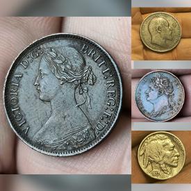 MaxSold Auction: This online auction features antique, vintage & modern coins, antique medallion, coin bracelet, military button, and more!