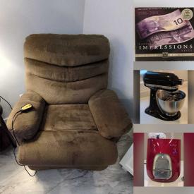 MaxSold Auction: This online auction features power lift chair, small kitchen appliances, art & craft supplies, beauty appliances, cookie jars, puzzles, games, office supplies, Mitch Keirstead prints, trumpet, chest freezer, standing desk, stamps, coins, women’s footwear, costume jewellery, and more!